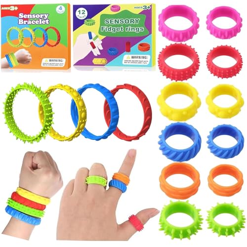 16 Stück Fidget Ring Toys Kinder, Sensory Fidget Ringe Fidgets Armband Kauarmband Spielzeug Sensorik Autismus Spielzeug für Kinder Erwachsene Mitgebsel 16 Stück Fidget Ring Toys Kinder, Sensory Fidget Ringe Fidgets Armband Kauarmband Spielzeug Sensorik Autismus Spielzeug für Kinder Erwachsene Mitgebsel von Kaisibum