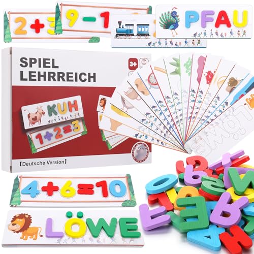 Buchstaben Lernen Lernspiele, Kinder Buchstaben Spiel Steckpuzzle Holz Spielzeug für Jungen und Mädchen ab 3 4 5 6 7 8 Jahre von Kaisibum