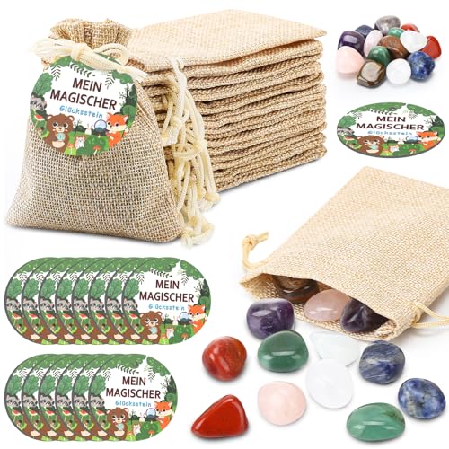 Kaisibum 14 Set Mutstein für Kinder Einschulung, Bunte Muggelsteine mit Säckchen und “MEIN MAGISCHER Glücksstein” Waldtiere Grußkarten für Mitgebselstein, Glücksbringer, Kindergeburtstag Kaisibum 14 Set Mutstein für Kinder Einschulung, Bunte Muggelsteine mit Säckchen und “MEIN MAGISCHER Glücksstein” Waldtiere Grußkarten für Mitgebselstein, Glücksbringer, Kindergeburtstag von Kaisibum