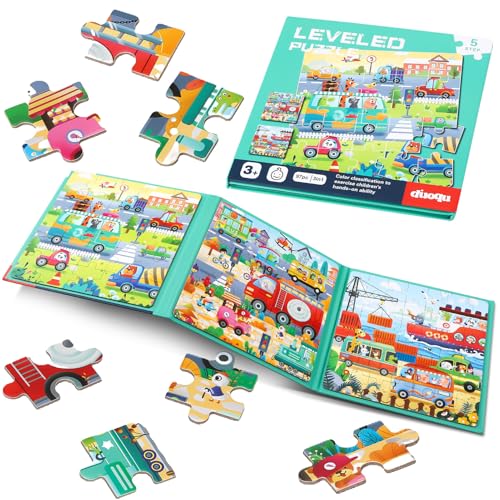 Kaisibum Magnetische Puzzle für Kinder, 25-30-42 Teile Verkehr Kinderpuzzle, Magnete Puzzle Buchen für Kinder, Verkehrsszenen-Puzzle für Kinder ab 3 Jahren, Kinderpuzzle Magnet von Kaisibum