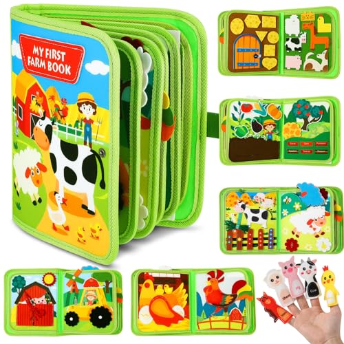 Kaisibum Quiet Book mit Bauernhof Thema, Filzbuch Busy Board für Kinder, Sensorik Lernspielzeug 1 2 3 4 Jahre, Motorikbrett, Lernspielzeug für Vorschulkinder von Kaisibum