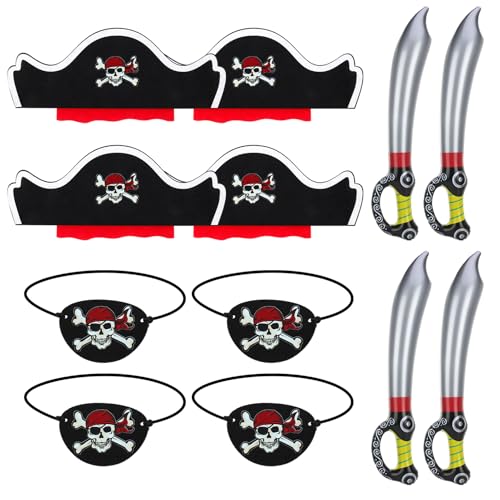 Piraten Kindergeburtstag, Piratenhut, 12 Pcs Piraten Aufblasbares Spielzeug Piraten Deko Kindergeburtstag Piraten Mitgebsel Geburtstag Geschenke für Mädchen Jungen Halloween Karneval Party Kostümparty von Kaisibum