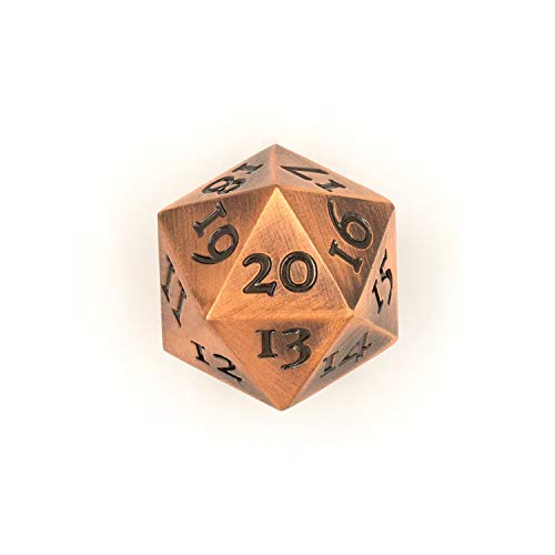 Extra große D20 Spindown-/Countdown-Würfel, massives Metall, Bronze, Kupfer, Lebenszähler für MTG Magic Commander EDH, extra schwer von KakapopoTCG