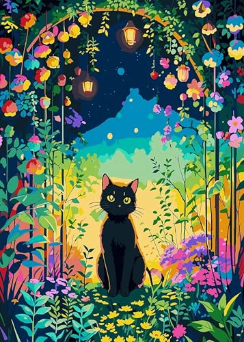 Kakurookie Dunkle Waldkatze – 1000-teiliges Puzzle für Erwachsene, herausforderndes Puzzle, perfekt für Spielabende, Sammlung, Geschenk, Heimkunst, fertige Puzzle-Größe ist 26,75 x 19,75 (dunkle von Kakurookie