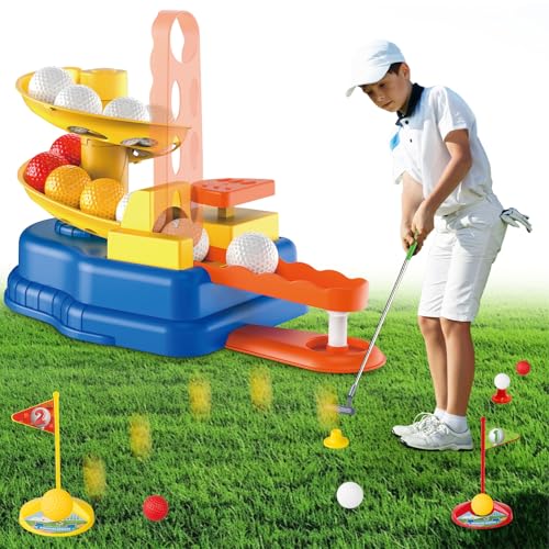 KalaDuck Minigolf für Zuhause Kinder, Battle Golf Set mit 3 Einziehbare Golfschläger, Ball-Spender, Golf Bälle, Zielscheibe und Ball Tee, Outdoor Indoor Golfspiel Sportspielzeug für Jungen Mädchen KalaDuck Minigolf für Zuhause Kinder, Battle Golf Set mit 3 Einziehbare Golfschläger, Ball-Spender, Golf Bälle, Zielscheibe und Ball Tee, Outdoor Indoor Golfspiel Sportspielzeug für Jungen Mädchen von KalaDuck