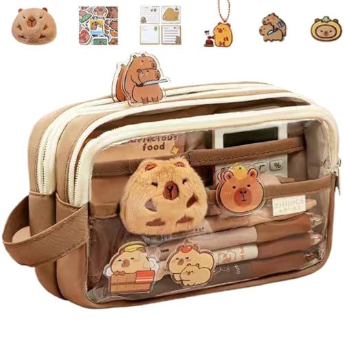 1 Set Capybara Pencil Case, 7.7x4.7x2.8 Reißverschlüsse niedliche Kawaii Bleistift Beutel mit klarem Vordergrund für die Capybara -Schule Kawaii Pencil Case von Kalastussaari