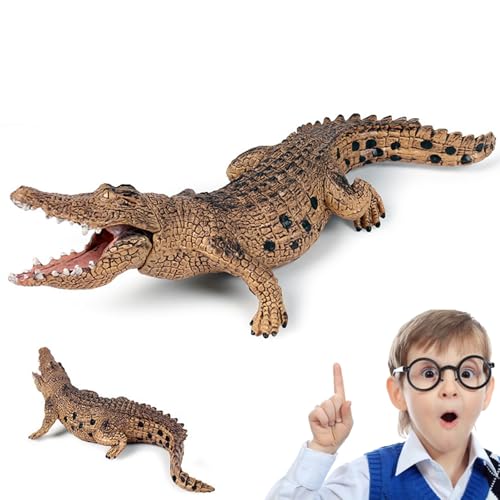 Alligator -Spielzeugfigur, 7,1x2,8x2 Zoll realistische Krokodilspielzeugfigur mit beweglicher Kiefer, wildem Leben realistischer Alligatorfiguren für Jungen und Mädchen von Kalastussaari