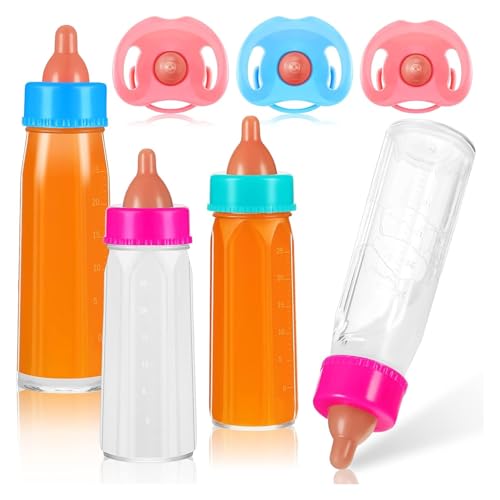 Baby verschwindet Puppen -Fütterungsset, Magie verschwindet Milch und Saftflaschen, 7 PCs/Set, um Spielen Fütterung Spielzeugset mit Schnuller Simulation Dolls Accessoires Geschenk für Kinder von Kalastussaari