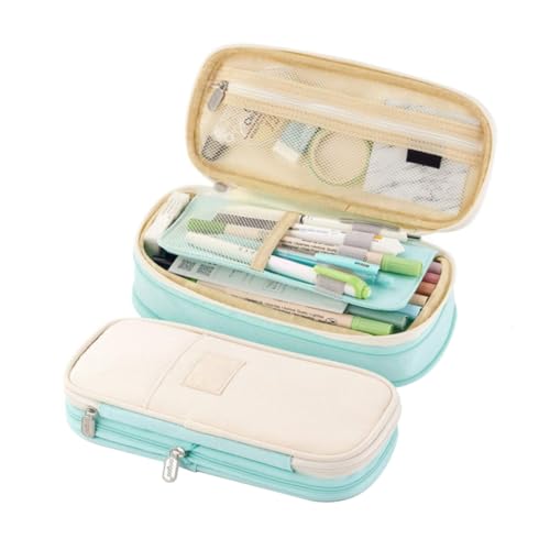 Bleistiftpenstfall mit großer Kapazität, Office College School Storage Beutel Halter Box Organizer Blue (Cyan) Ästhetischer Bleistiftfall von Kalastussaari