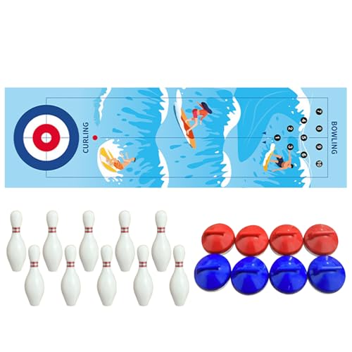 Curling Game Foldable Shuffleboard Tabletop Games Set mit 10 x 35 MAT, 8 Locken und 10 Bällen tragbare Familienspiele für Kinder Erwachsene Fun Air Hockey Table Tischspiel für Innenkurmelspiele von Kalastussaari