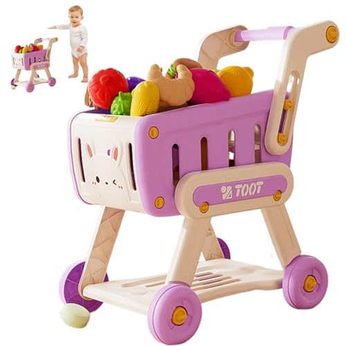 Einkaufswagen für Kinder Kleinkinder Einkaufswagen Safy Kinder Einkaufswagen Set mit 13 PCs zufällig tun Obst- und Gemüse -Bildungsspielzeug für Lebensmittelgeschäfte, tun Sie Play, Purple von Kalastussaari