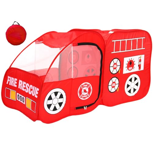 Fire Truck Play Tent 55x28x28 Faltbar verdickte Spielzelt mit Cartoon -Mustern und Aufbewahrungstasche Realistisch von Kalastussaari