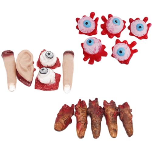 Halloween Dekorationen Blutunsichtsrequisiten Set realistische falsche Finger Plastik Augäpfel künstliche gebrochene Körperteile Horror Streich Accessoires Haunted House Vampire Themenpartys Dekor Li von Kalastussaari