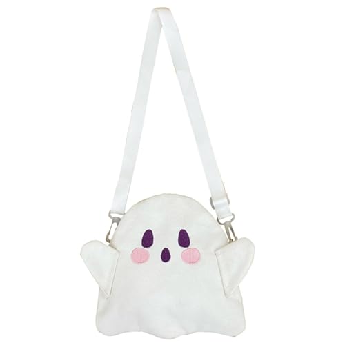 Halloween Ghost -Geldbörse Lustige niedliche Geister -Geister -Plüsch -Tasche weiche flauschige Geistertasche mit verstellbarem Riemen Reißverschluss Halloween Geldbörse für Frauen Girls Ghost Purse von Kalastussaari