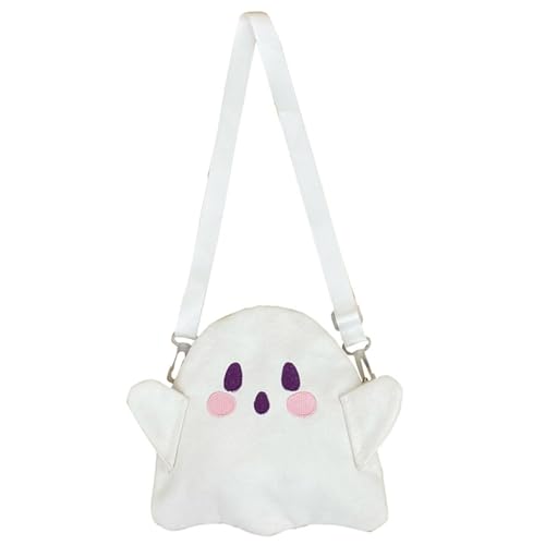 Halloween Ghost -Geldbörse lustige süße Geister -Geister -Plüsch -Tasche weiche flauschige Geisterbeutel mit verstellbarem Riemen Reißverschluss Halloween Geldbörse für Frauen Mädchen Ghost Plüsch von Kalastussaari