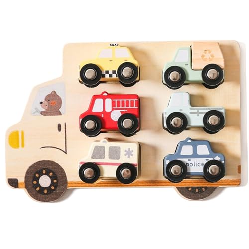 Holzwagenfahrzeug -Set, Holzwagen und Lastwagenspielzeug, frühes Erziehungskindrätsel für Jungen Mädchen Holzwagenfahrzeug -Set, Holzwagen und Lastwagenspielzeug, frühes Erziehungskindrätsel für Jungen Mädchen von Kalastussaari