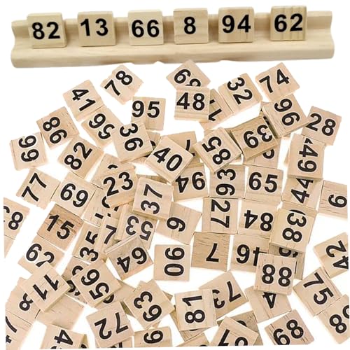 Kalastussaari 1-100 Holzzahlenfliesen, 100pcs-Number-Würfelblöcke, klare gedruckte Schwarze Nummer Block, Bildungsmontessori-Holznummern für Kinderbrettspiel, Rechtschreibspiel, Spielzeug, Geschenk von Kalastussaari