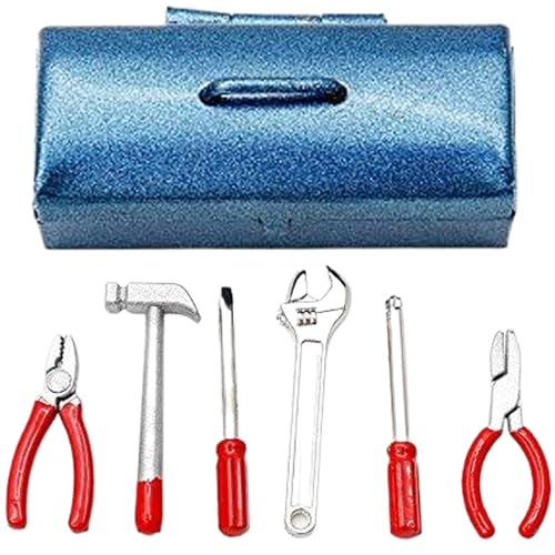 Kalastussaari 1:12 Miniaturpuppenhaus -Werkzeuge, Miniatur -Toolbox mit 6 -pcs von Kalastussaari