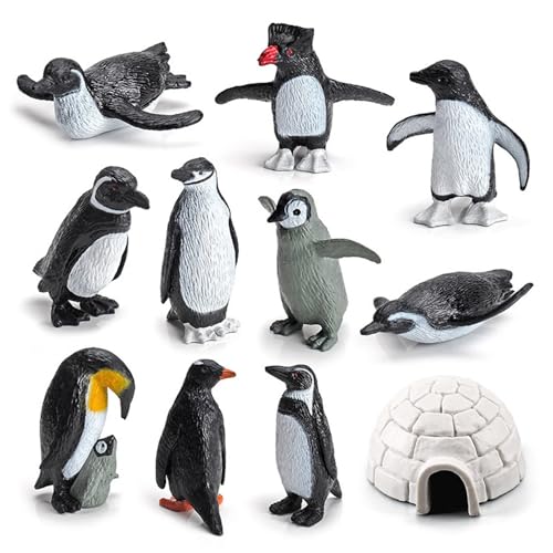 Kalastussaari 11pcs Mini Penguine Toys Set, arktische Penguin -Figuren Spielzeug -Spielset, Plastik -Tierfigur Playset, lebensechte Miniaturpinguine -Figurenmodell für Kinder Kinder von Kalastussaari