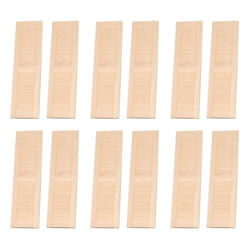 Kalastussaari 12pcs Dollhouse -Fensterläden Klassiker hölzerne Mini 1 12 Schuppenmöbel Holzläden Fenster 4,5x1.3x0,2 Zoll Puppenhaus Fenster Lustige DIY Dolls House Furniture for Kids Gift von Kalastussaari