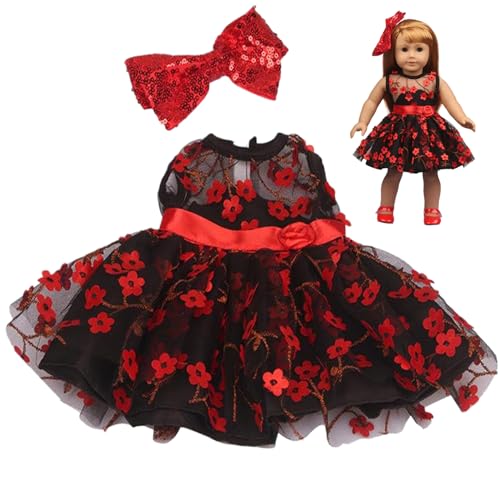 Kalastussaari 18 Zoll Doll Kleidung Ballet Ballerina Outfits, schwarzes Spitzenkleid mit Haarband und Accessoires für Girl Doll Kleidung Geschenke von Kalastussaari