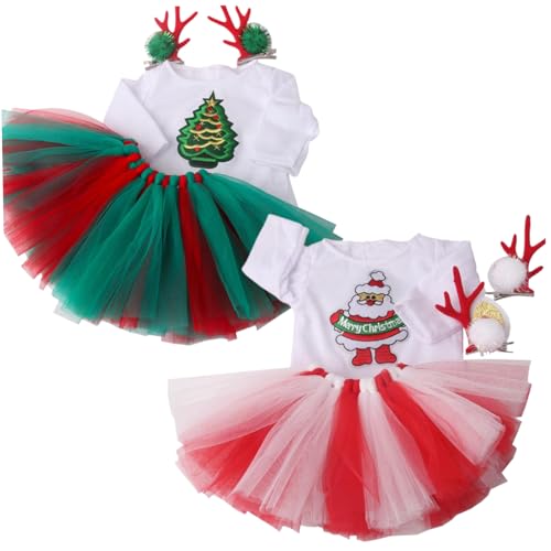 Kalastussaari 2 Set 18 Zoll Puppenkleidung Set Weihnachten Babypuppenkleidung mit Elchhaarnadel, Kleid, Rock und Schuhen DIY 18 Zoll Puppenzubehör für Kinder im Alter von 7 bis 14 18 Zoll von Kalastussaari