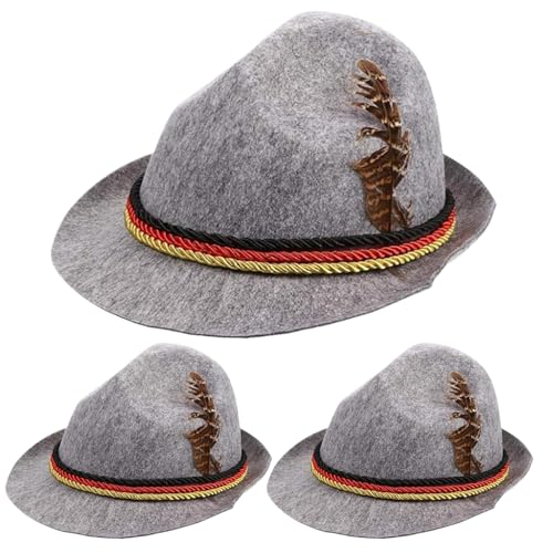 Kalastussaari 3pcs Deutsche Hut Einer Größe Oktoberfest Kostüm Männer traditionelle bayerische Oktoberfesthut für Erwachsene (grau) Oktoberfest Kostüm von Kalastussaari