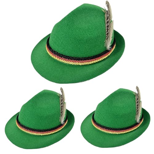 Kalastussaari 3pcs Deutsche Hut One Size Oktoberfest Kostüm Männer traditionelle bayerische Oktoberfesthut für Erwachsene (grün) Oktoberfest Kostüm von Kalastussaari