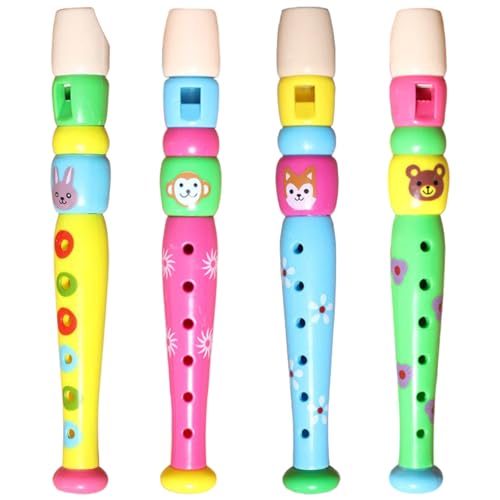 Kalastussaari 4pcs Recorder -Instrument für Kinder farbenfrohe kleine Holzrekorder für Kleinkinder Lernrhythmus Flöte Instrument Baby Early Education Musik & Soundspielzeug für Vorschulkind von Kalastussaari