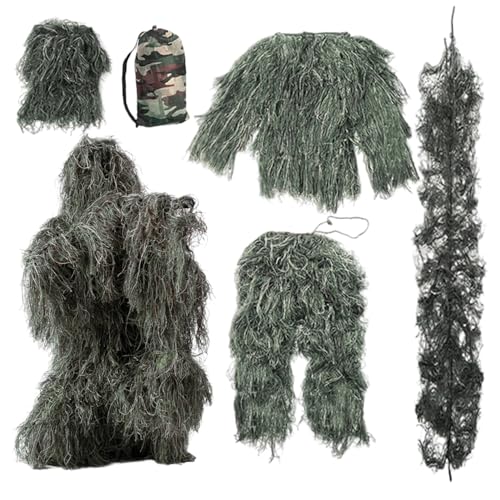 Kalastussaari 5 in 1 Ghillie -Anzug, 3D -Tarnjagdbekleidung, leichtes Gorilla -Kostüm, Camo -Jagdkleidung für Kinder Erwachsene Jugend/L von Kalastussaari