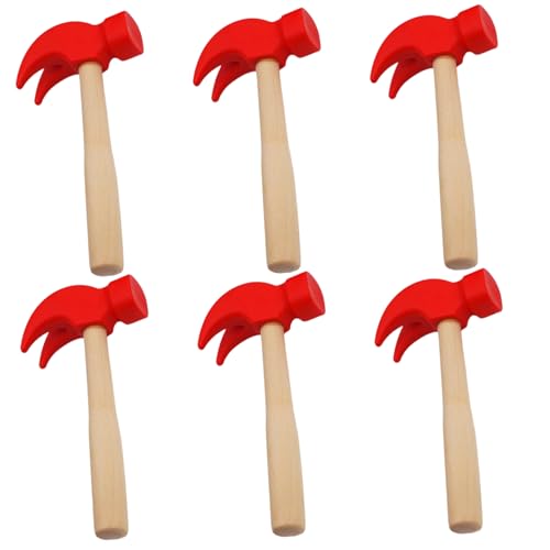 Kalastussaari 6pcs Hammerspielzeug, 6,5 x 3,2 Zoll Holz Kleiner Hammer mit roter Schläger, Bildungsmini Hammer für Kleinkinder Kinder Girls Jungen Kleiner Hammer von Kalastussaari