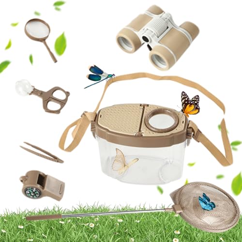 Kalastussaari 7PCS/Set Bug Catcher Kit für Kinder Butterfly Catcher Kit mit Lupe, Pinzette, Pfeife, Netz, Teleskop und Clip -Outdoor -Spielzeug für Kinder von Kalastussaari