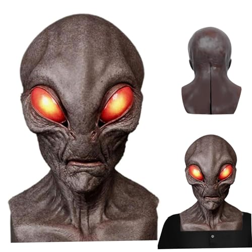 Kalastussaari Alien -Maske mit roten großen Augen gruselige gruselige Xenomorph -Halloween -Maske mit Belüftungslöchern für Cosplay -Party -Streich (Brown) von Kalastussaari