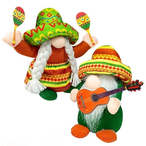 Kalastussaari Carnival GNOME Paar süße mexikanische Gonk Hawaiian Style Plüsch gesichtsloser Puppe für Sommerhäuser Hawaiian Party Ornament 2PCS, Karneval GNOME von Kalastussaari