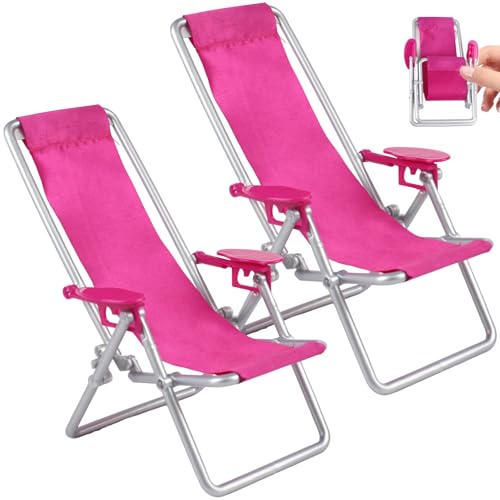 Kalastussaari Dollhouse Beach Stuhl 2PCS Miniature Strandstuhl Longue Deck Stuhl mit Armlehnen Plastik -Mini -Strandstühle für Puppenhausdekorationen von Kalastussaari