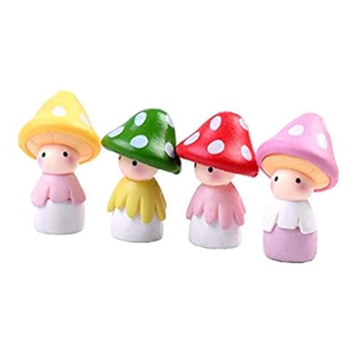 Kalastussaari Fairy Pilzpuppenfiguren, 4PCS Miniaturpilzpuppe, Miniaturfee Garten Mikro Landschaft Mini Dollhouse Gartendekoration Outdoor Dekoration von Kalastussaari