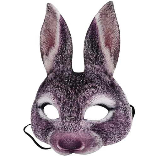 Kalastussaari Fox Therian Masken, Osterhasenmaske, faux pelzige Kaninchenmaske, halbe Gesichtspelzmaske mit Ohren, Cartoon Animal Maske, Neuheit Cosplay -Maske für Halloween -Party von Kalastussaari