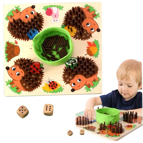 Kalastussaari Hedgehog -Spiel Montessori Toys, Hedgehog -Stick -Spiel, hölzerne Feinmotor -Fähigkeiten Spielzeug, Kleinkinder zählen Matching -Spiel, Early Education Hedgehog Brettspiel für Kinder von Kalastussaari