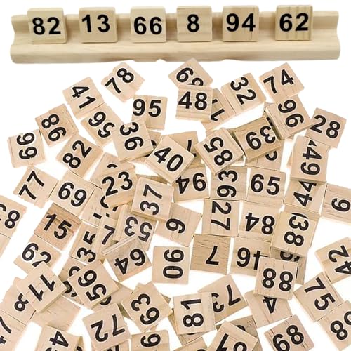 Kalastussaari Holzzahlenfliesen, 100pcs -Zahlenblöcke, Bildungsmontessori -Holzzahlen für Kinderbrettspiel, Rechtschreibspiel, Spielzeug, Geschenk/1x1 Zoll von Kalastussaari