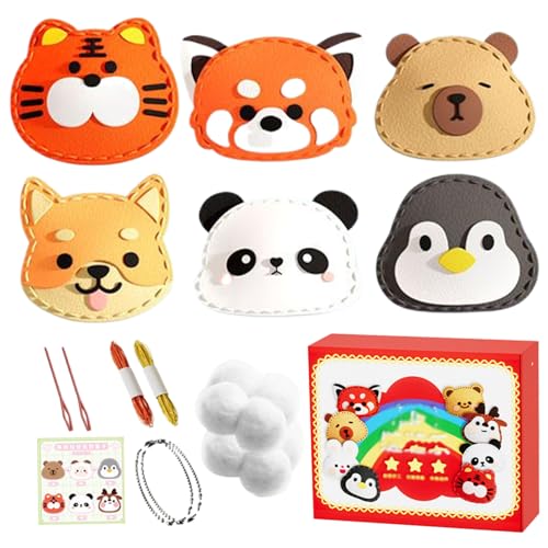 Kalastussaari Kids Sewing Kit, niedliches Tiernäht Kit für Kinder 6 Verschiedene Tiere Spaß beim Nähen von DIY -Handwerks Ornamenten für Anfänger Kinder, a von Kalastussaari