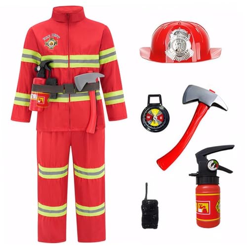 Kalastussaari Kinder Feuerwehrmaterial, Feuerwehrmannsspielzeug mit Sicherheitshelmhut & Feuerlöscher, Feuerwehrchef, täuscht Rollenspiel für Jungens Mädchen/XS von Kalastussaari