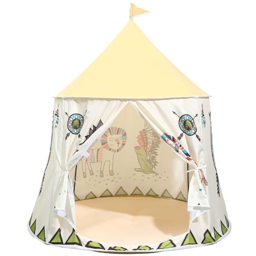 Kalastussaari Kinder Spielen Zelt, Indoor -Kinderspielhaus mit weichem Kissen, Abnehmbarer Faltbarer Kinder -Tipi mit Aufbewahrungstasche/45.7 x 48, 4 Zoll von Kalastussaari