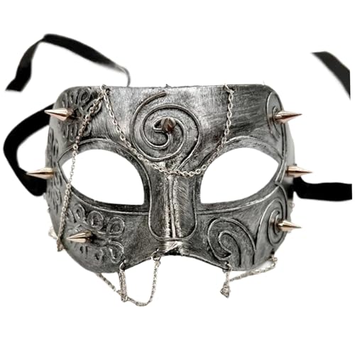 Kalastussaari Masquerade -Maske mit Kette für Männer und Frauen mittelalterliche Punkmaske Retro Erwachsene Mardi Gras Mask für Mascarade Ball, Karneval Gras und Halloween Party Oni Mask von Kalastussaari