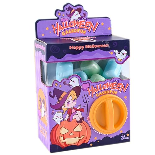 Kalastussaari Mini-Automaten umfasst 60-pcs zufällige Halloween-Themen-Cartoon-Mini-Spielzeuge, Halloween Dicke Papierboxklauenmaschine mit Drehknopf für Kinder Geschenk Halloween Klauenmaschine von Kalastussaari