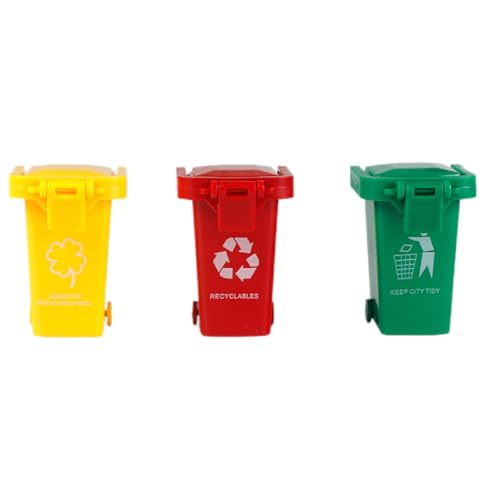 Kalastussaari Mini -Müllschirmmüll -Stifthalter, 3pcs Recycle Bin Bleistifthalter, helle Farbwagen Mülleimer Nützlicher Fahrzeug Müllbehälter für Kinder von Kalastussaari