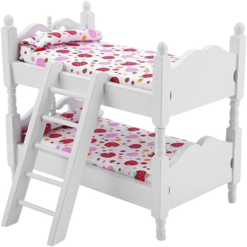 Kalastussaari Miniatur -Etagenbett, 1: 12 -Skala Holzloftbett, Holzpuppen Hausmöbel, Miniaturzubehör für Kinder Schlafzimmer Set Play Toy von Kalastussaari