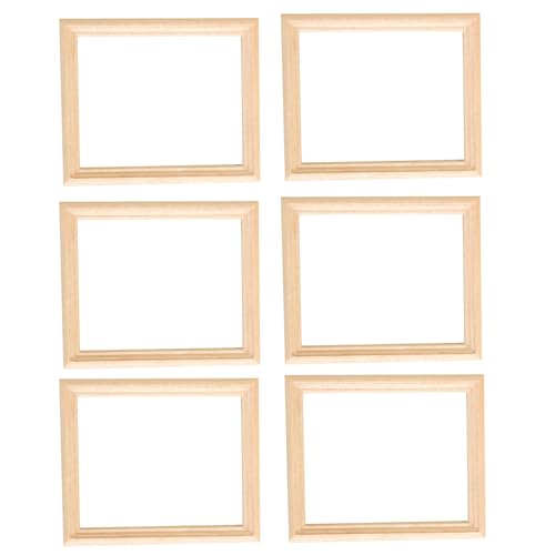 Kalastussaari Miniaturbilderrahmen 6pcs Holz 1/12 Skala Puppenhaus Bilderrahmen unvollendete DIY Rechteck Miniaturrahmen für Kindergarten Foto Requisiten Miniaturbildrahmen von Kalastussaari