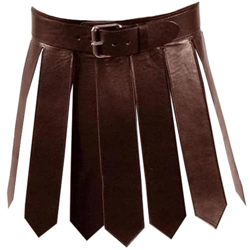 Kalastussaari Mittelalterlicher PU Leder Römischer Quasten Rock einstellbar mittelalterlicher Krieger Tassel Taillengürtel für Männer Frauen Party Cosplay, Brown von Kalastussaari