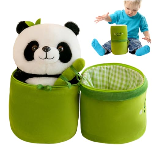 Kalastussaari Panda ausgestopfte Tiere, Panda Plüsch mit Bambusspielzeug, 2 in 1 weiche Plüsch Bambus Panda -Kissen -Spielzeug, 12 -Zoll -Panda -Spielzeug für Kindergeburtstag Geschenk von Kalastussaari