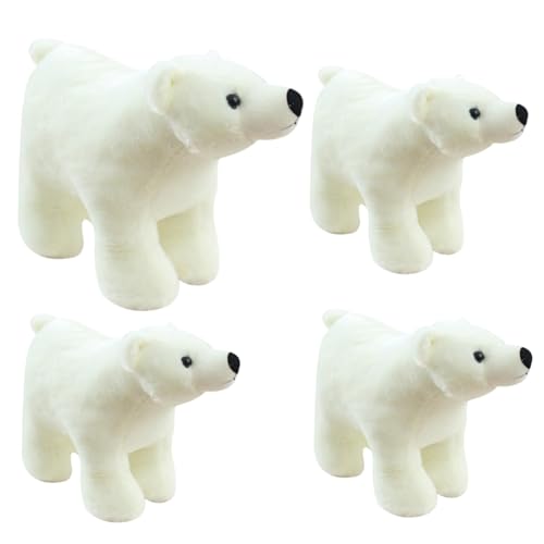 Kalastussaari Polarbär Figuren Spielzeug, 4pcs großer gefüllter Bär, weiches Polar weißes Bärplüschspielzeug mit 3 kuscheligen Bärenbabys, kuschelige Bärengeschenke für Winter Geburtstagdekoration von Kalastussaari